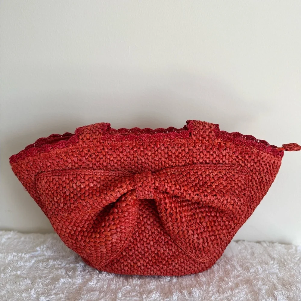 Kate Spade x Target Red Raffia Bow Tote Bag - Picture 3 of 8